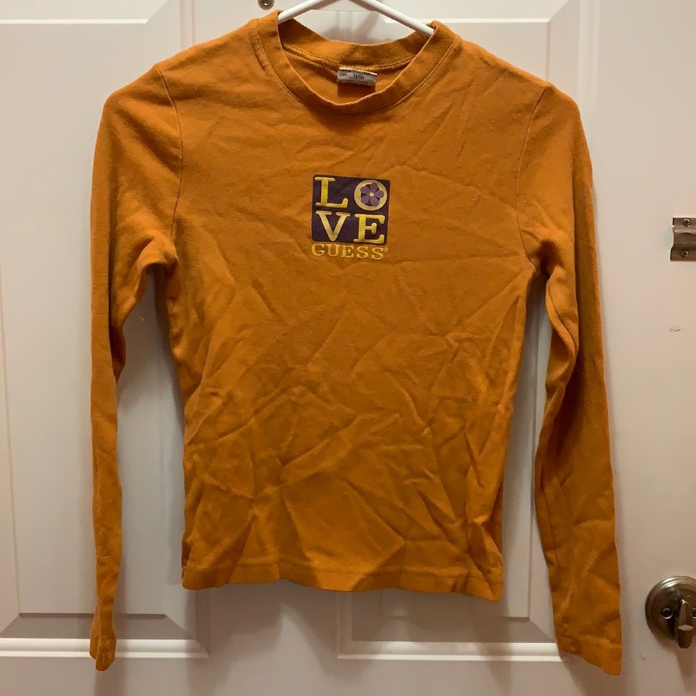90’s Vintage Girls GUESS long sleeved LOVE tee L